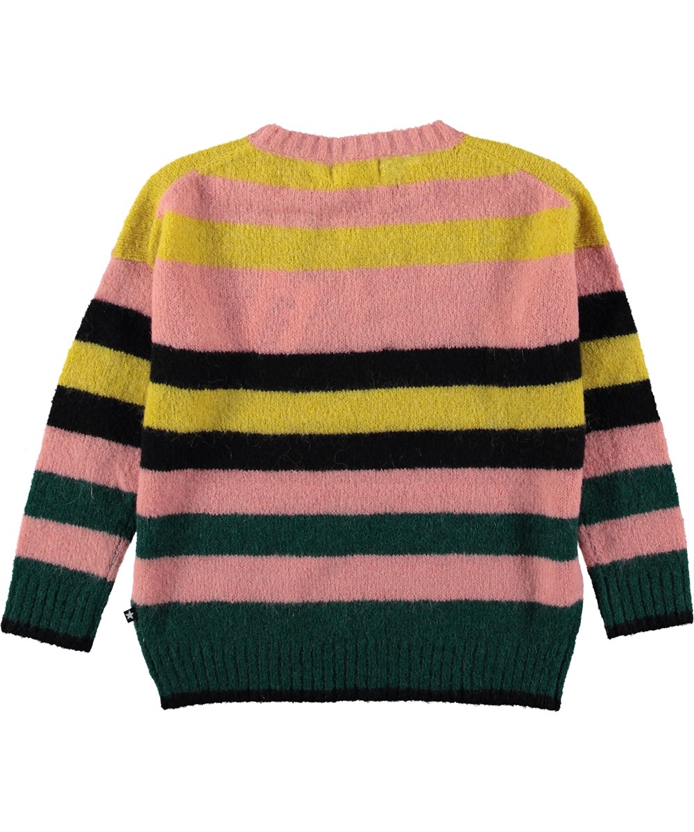 Geneen - Iregular Stripe - Rosa stickad blus med ränder.