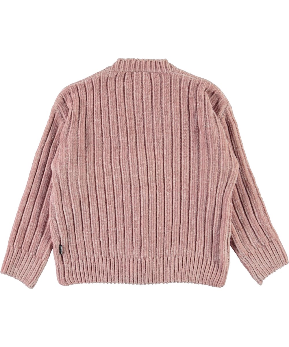 Gianna - Blue Pink - Stickad rosa tröja med v-ringning