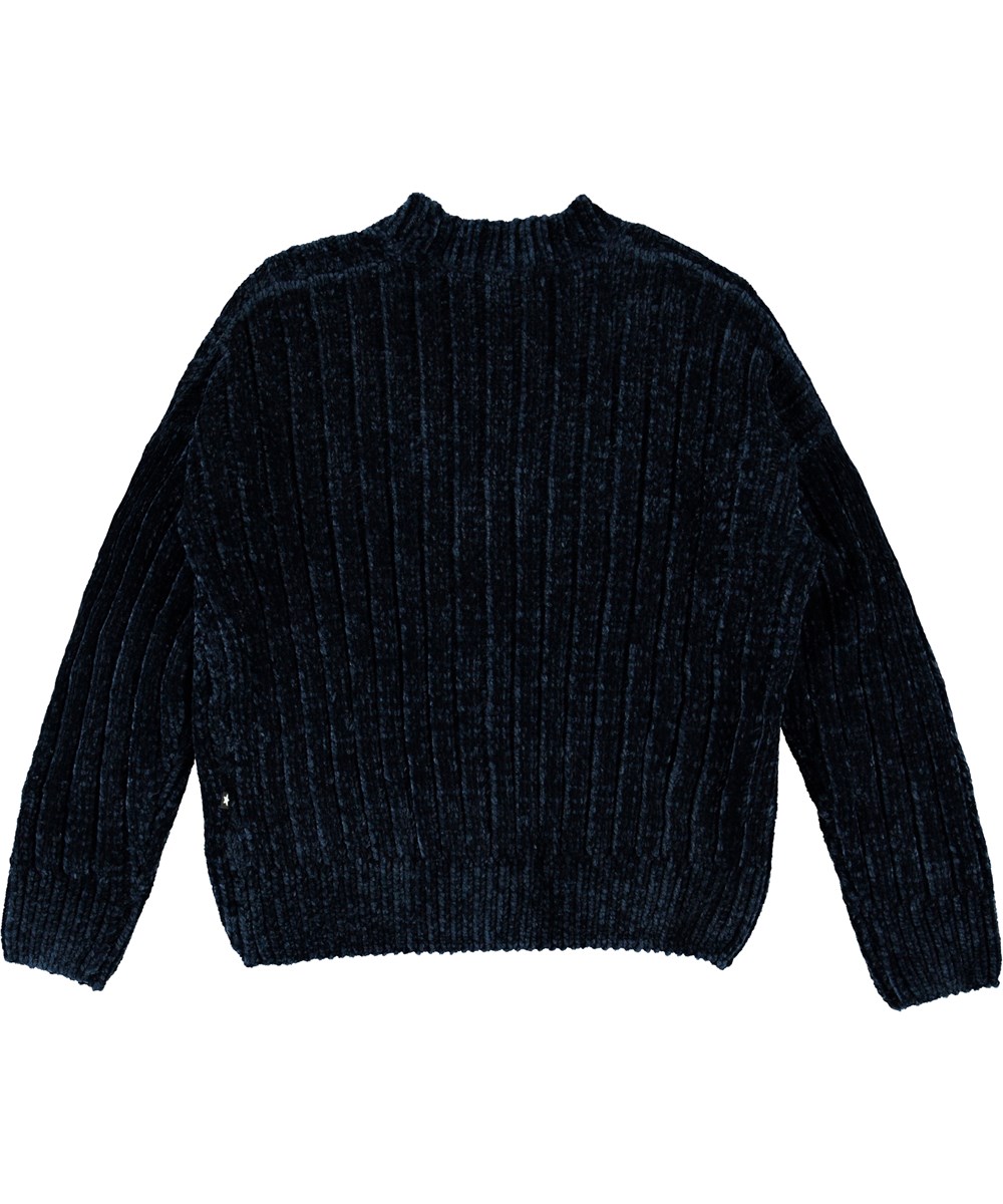 Gianna - Ink Blue - Mörkblå chenille-kofta