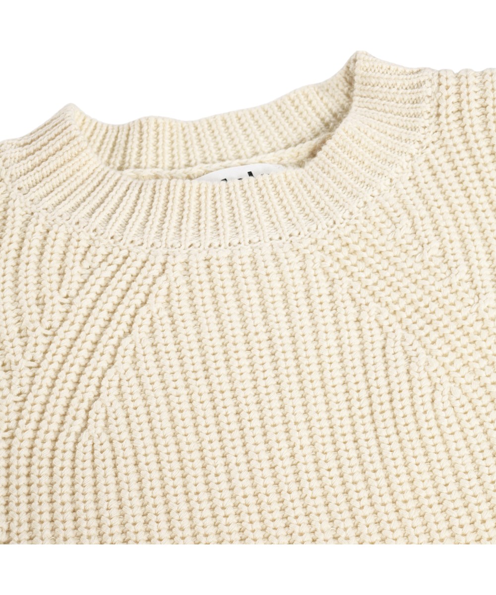 Gillis - Summer Sand - Off-white stickad tröja för barn i ekologisk bomull