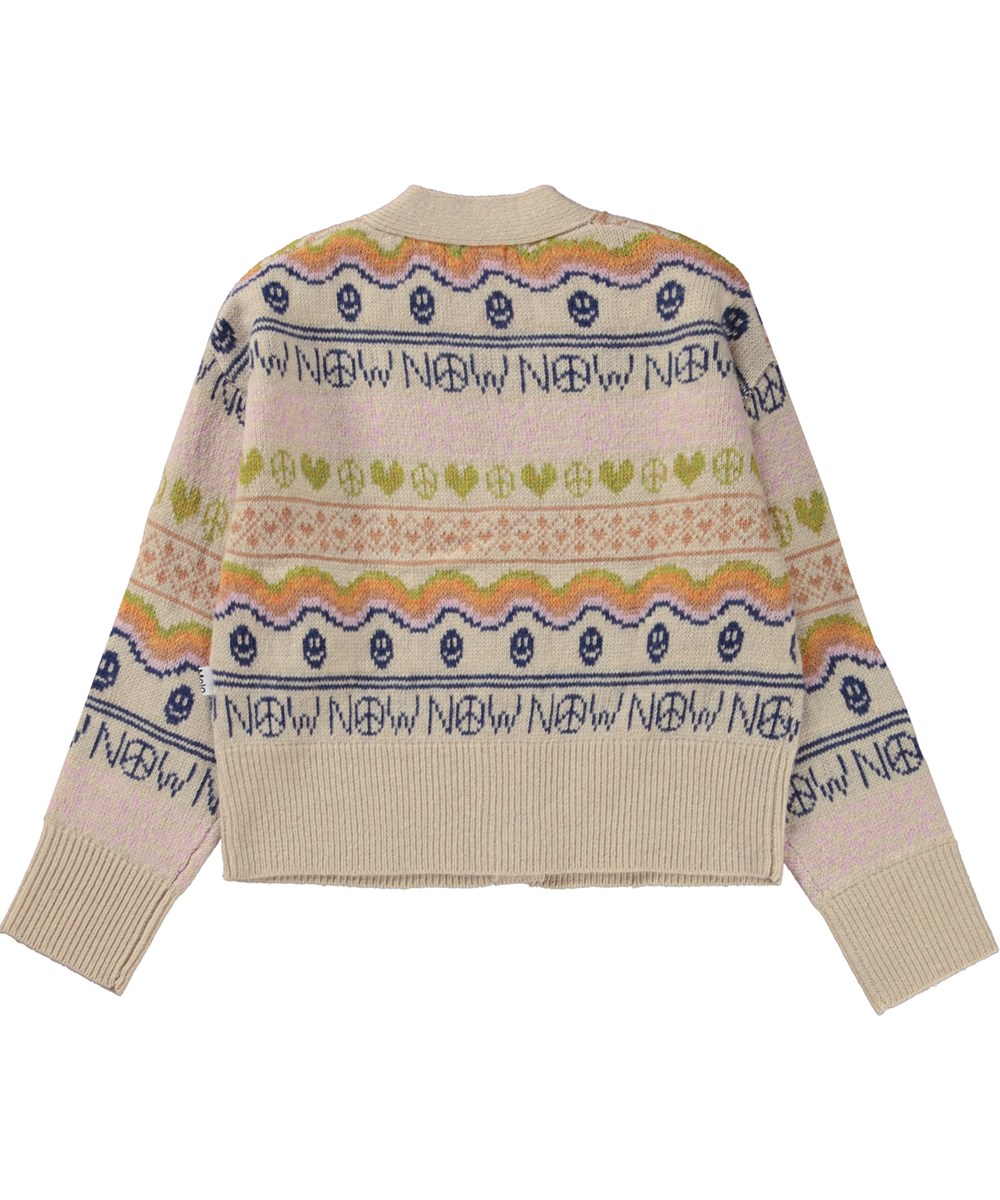 Gilly - Peace Now Knit - Råvit stickad kofta med nordiskt mönster.