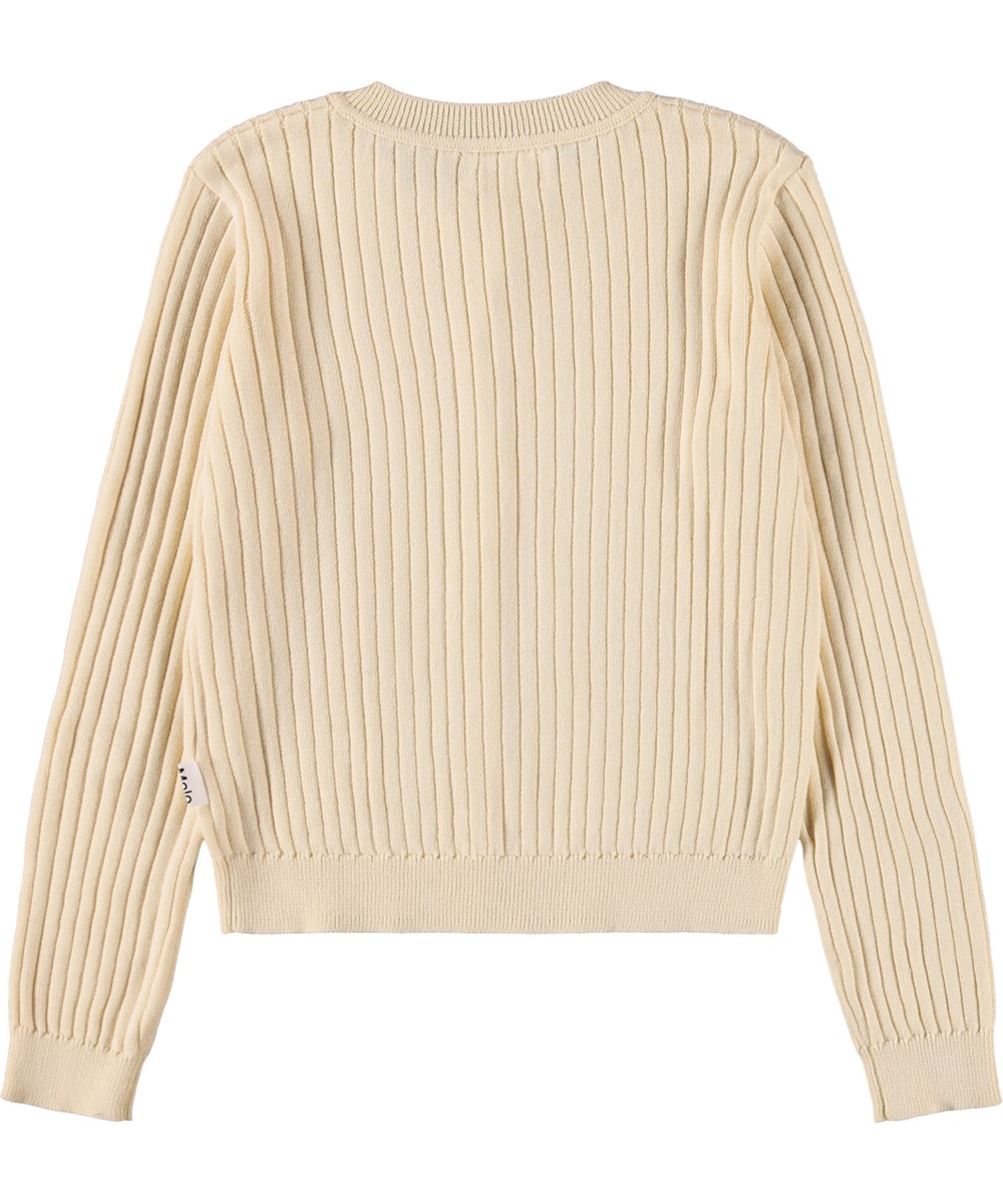 Gloria - Summer Sand - Off-white stickad kofta för barn i ekologisk bomull