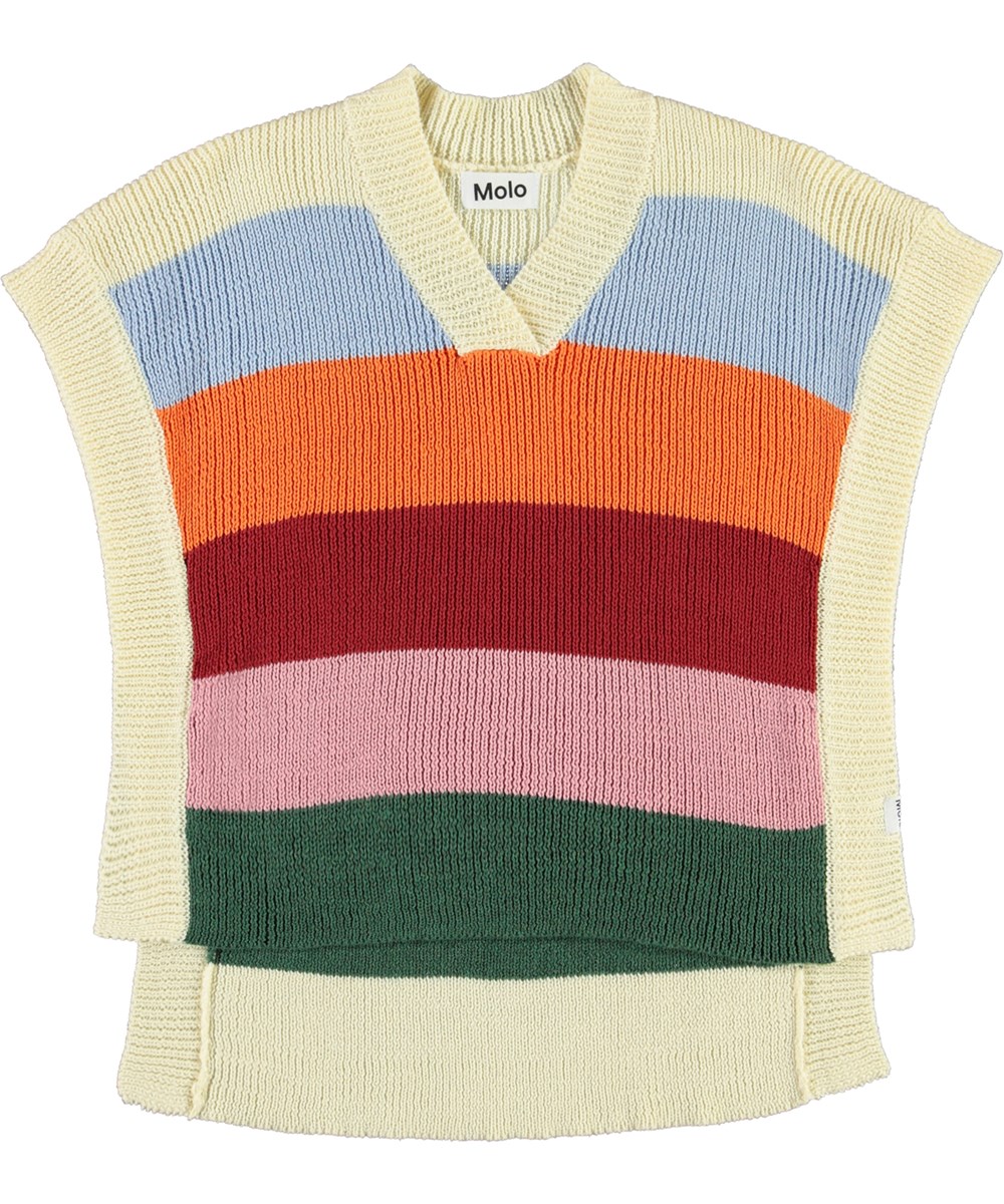 Gracelyn - Rainbow Knit - Randig stickad väst.