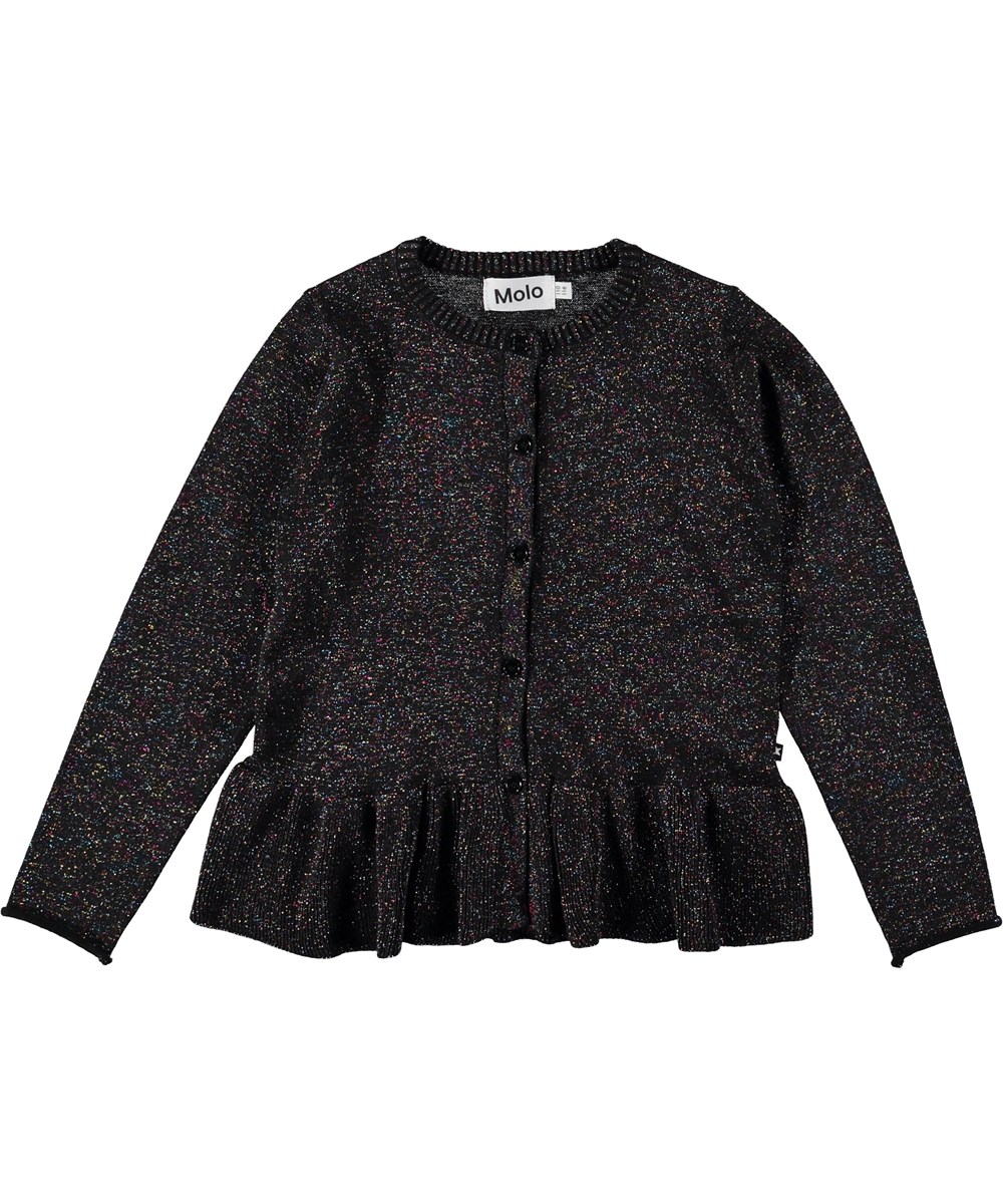 Gulia - Black - Svart cardigan med glitter.