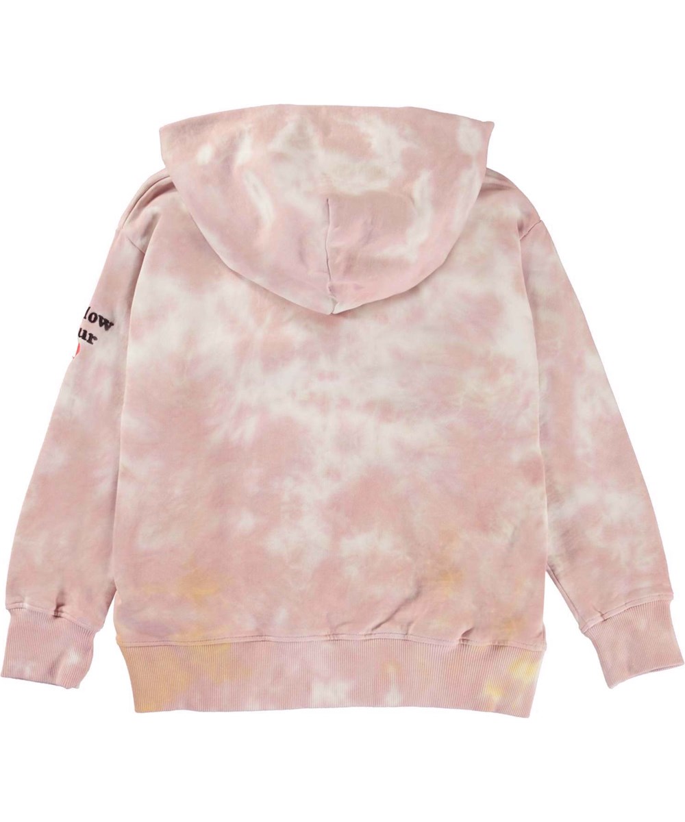 Madelyn - Heartshaped - Rosa tie-dye luvtröja med hjärta.