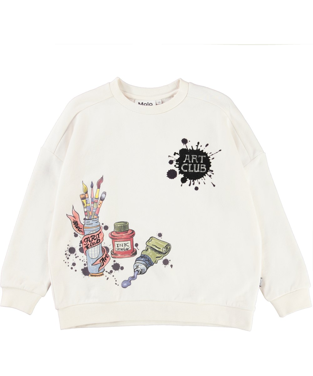 Mandy - Art Club Mess - Vit artclub sweatshirt med penslar.