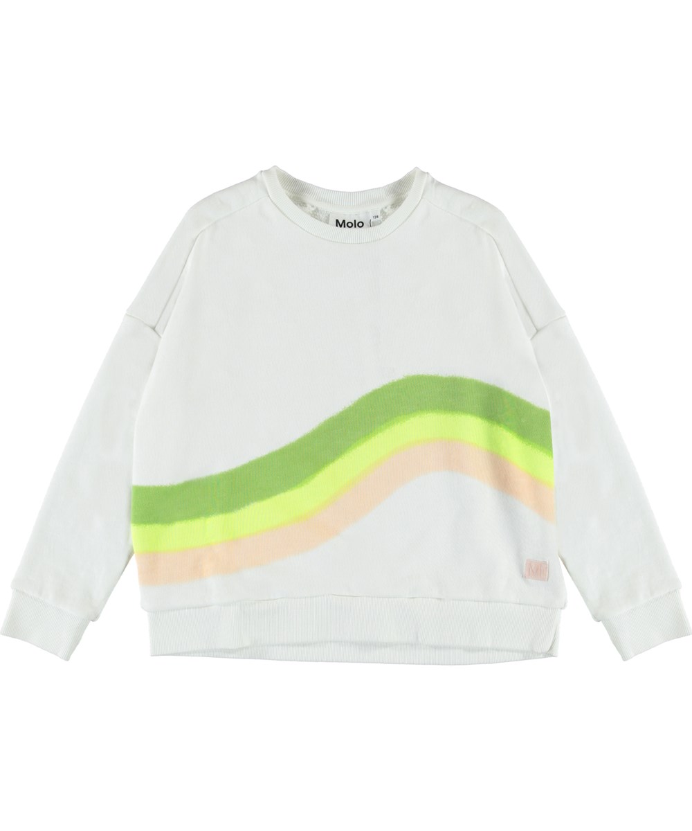 Mandy - Spray Wave - Vit sweatshirt med regnbåge