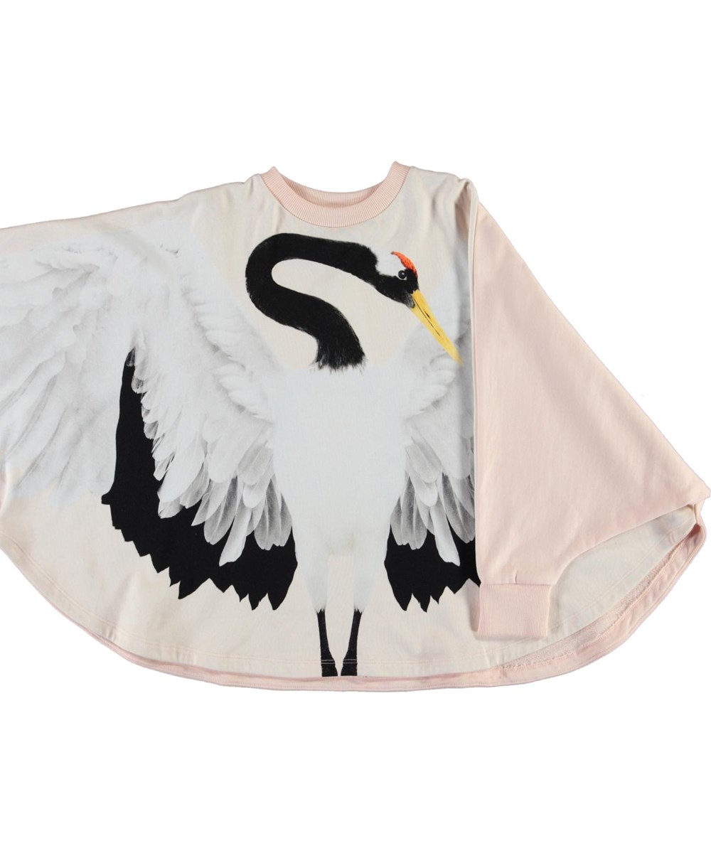 Marcella - Crane Wings - Ekologisk poncho med trana