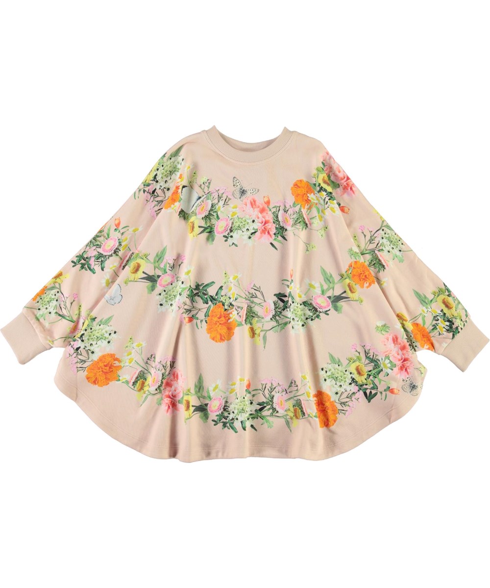 Marcella - Garlands - Rosa poncho med blommor