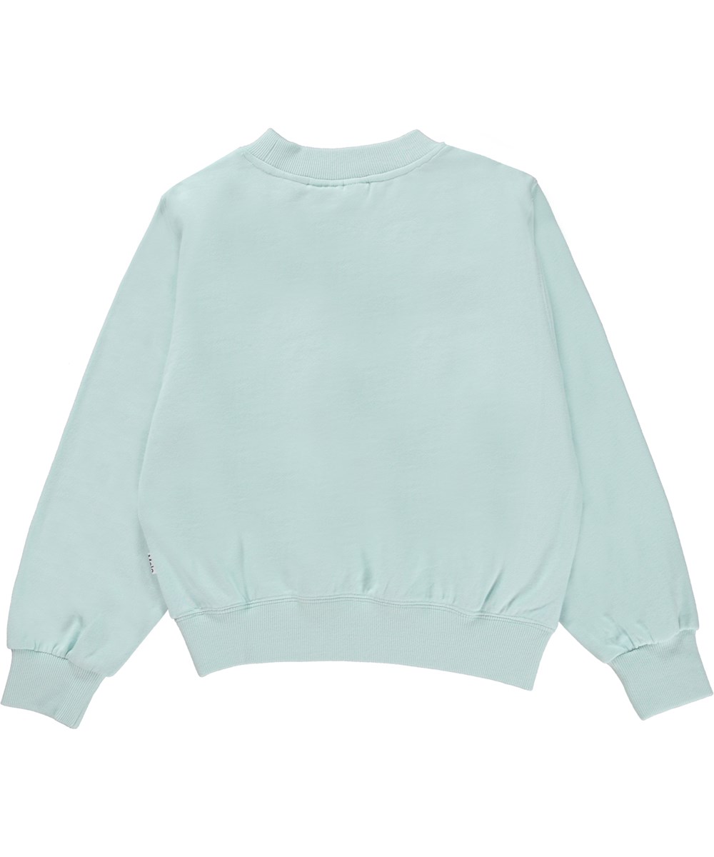 Marge - Pool Blue - Blå ekologisk sweatshirt med blommor.