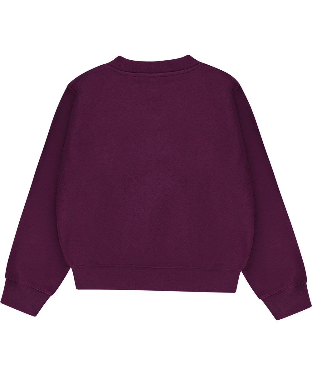 Marge - Purple Shadow - Lila ekolgisk sweatshirt med broderi framtill. 