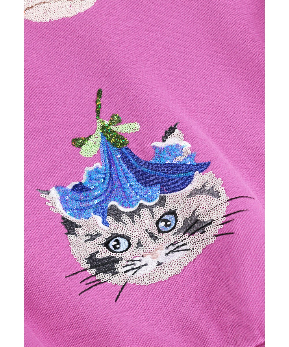 Marika - Animal Sparkle - Lila sweatshirt för barn med paljettbroderi i ekologisk bomull