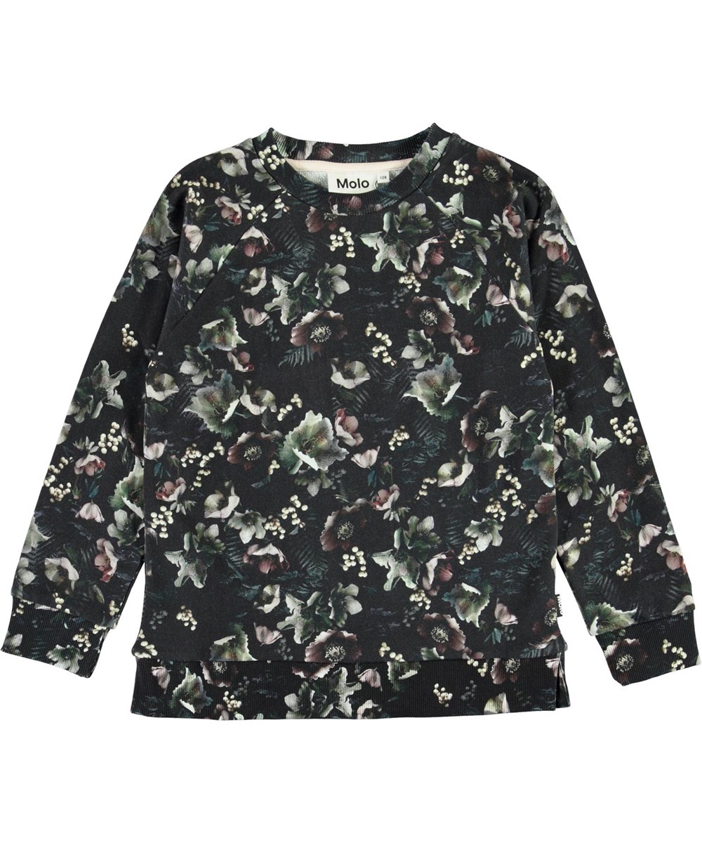 Marina - Moonlight Garden - Ekologisk sweatshirt med blommor