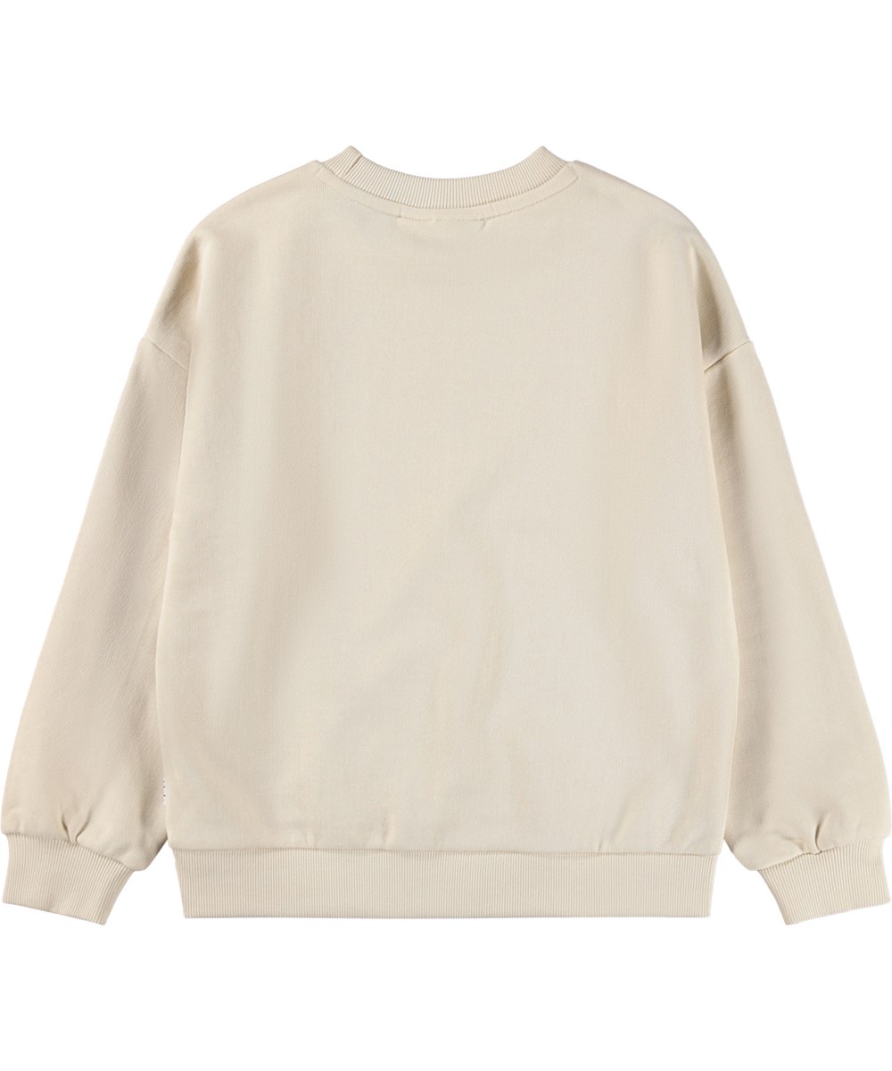 Maxi - Photobooth - Beige sweatshirt för barn i ekologisk bomull med djurmotiv