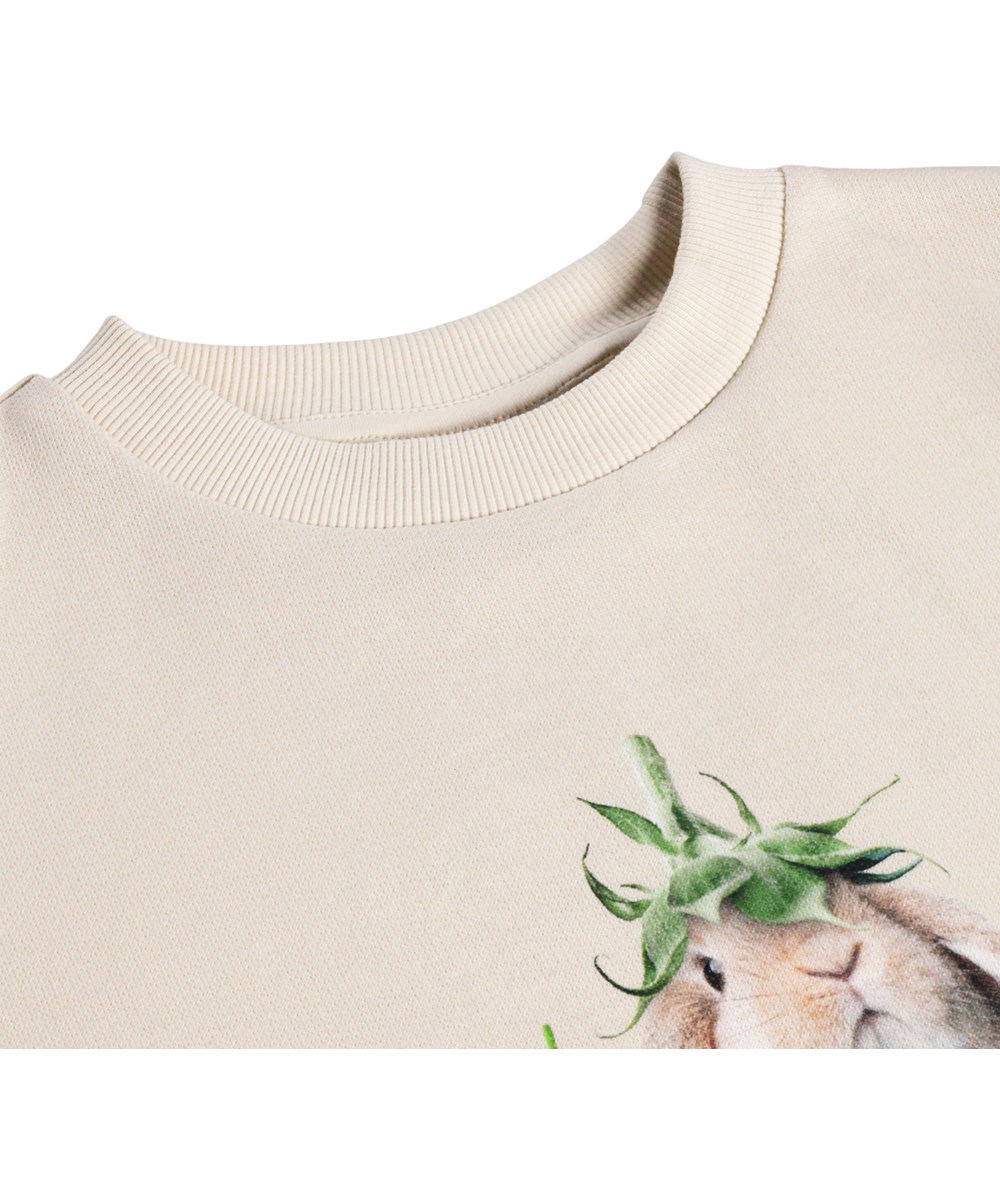 Maxi - Photobooth - Beige sweatshirt för barn i ekologisk bomull med djurmotiv