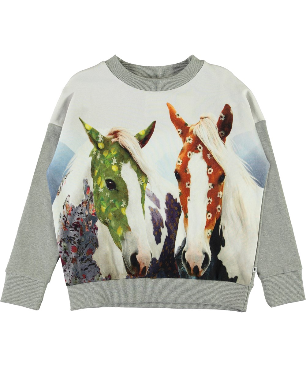 Maxi - Vintage Ponies - Sweatshirt med blommiga hästar