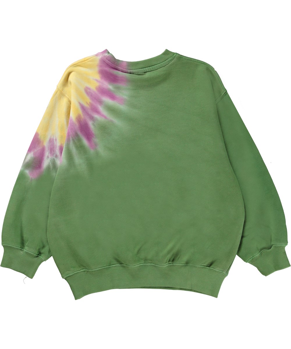 Monti - Floral Tie Dye - Grön ekologisk sweatshirt med tie-dye mönster.