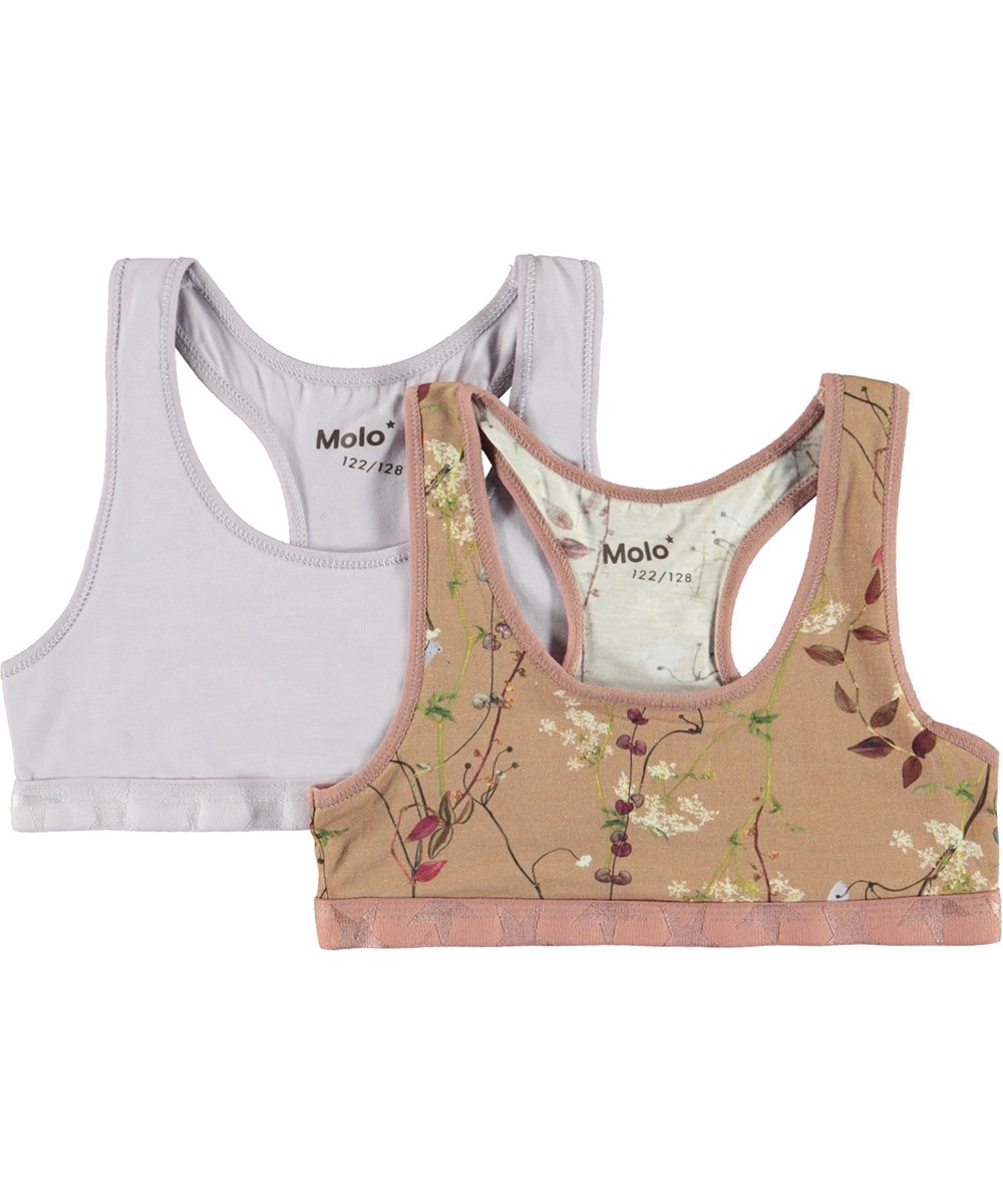 Jade 2-Pack - Lilac Branches - 2-pack sportig topp i rosa och ljuslila.