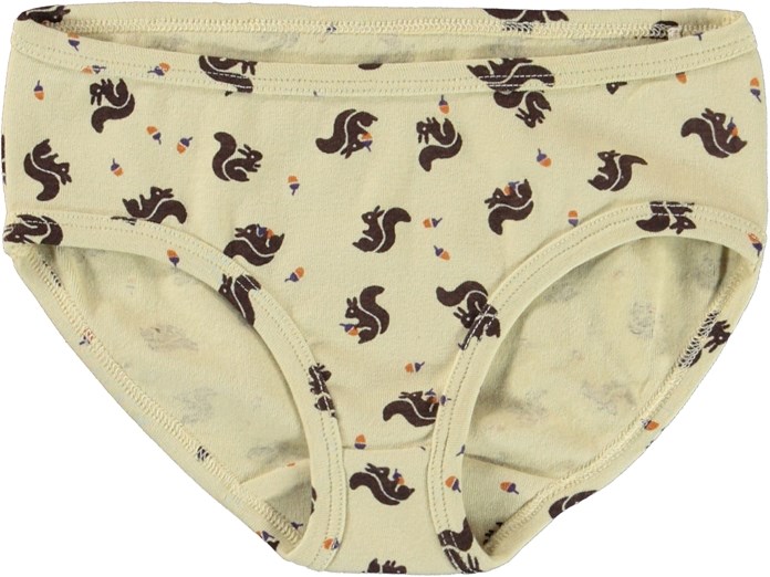 Janice Set - Mini Squirrel - Ekologiska underkläder i ljusgult med ekorrar.