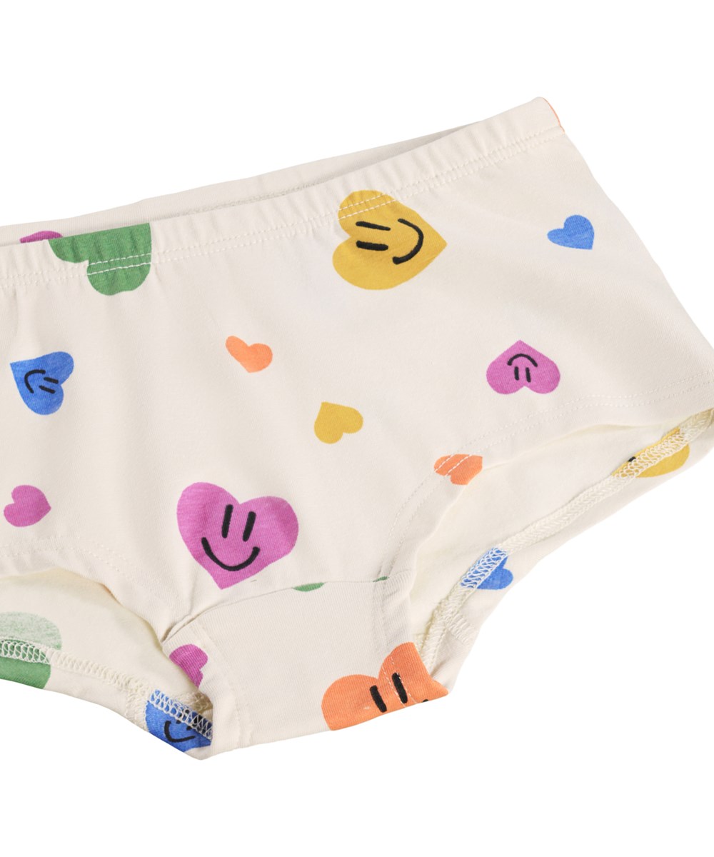 Jemma 2-Pack - Confetti Smiles - 2-pack beige hipstertrosor för barn i ekologisk bomull med mönster