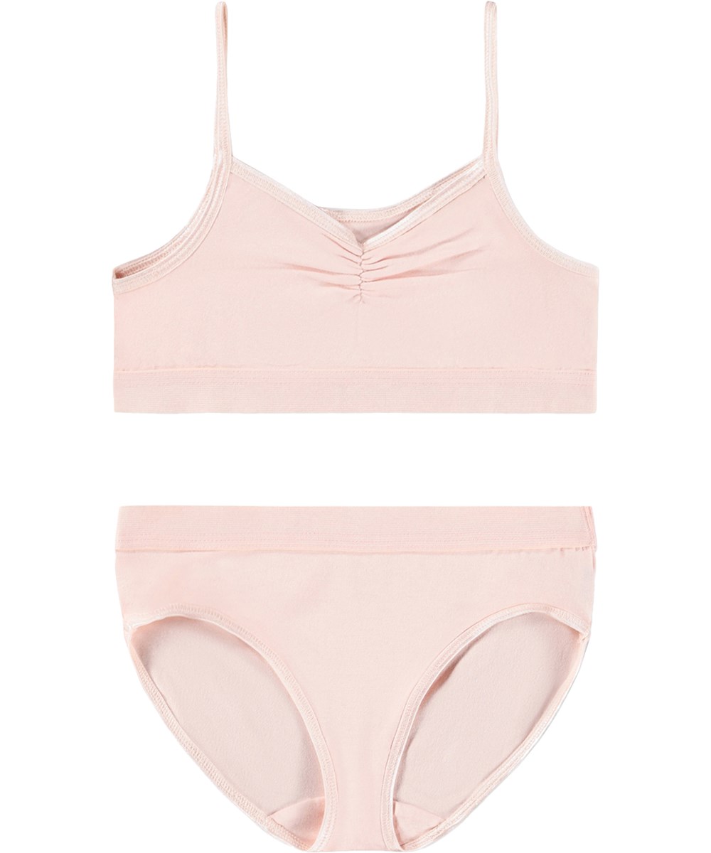 Jinny Set - Cloud Pink - Rosa underklädesset för barn i viskos med smala band