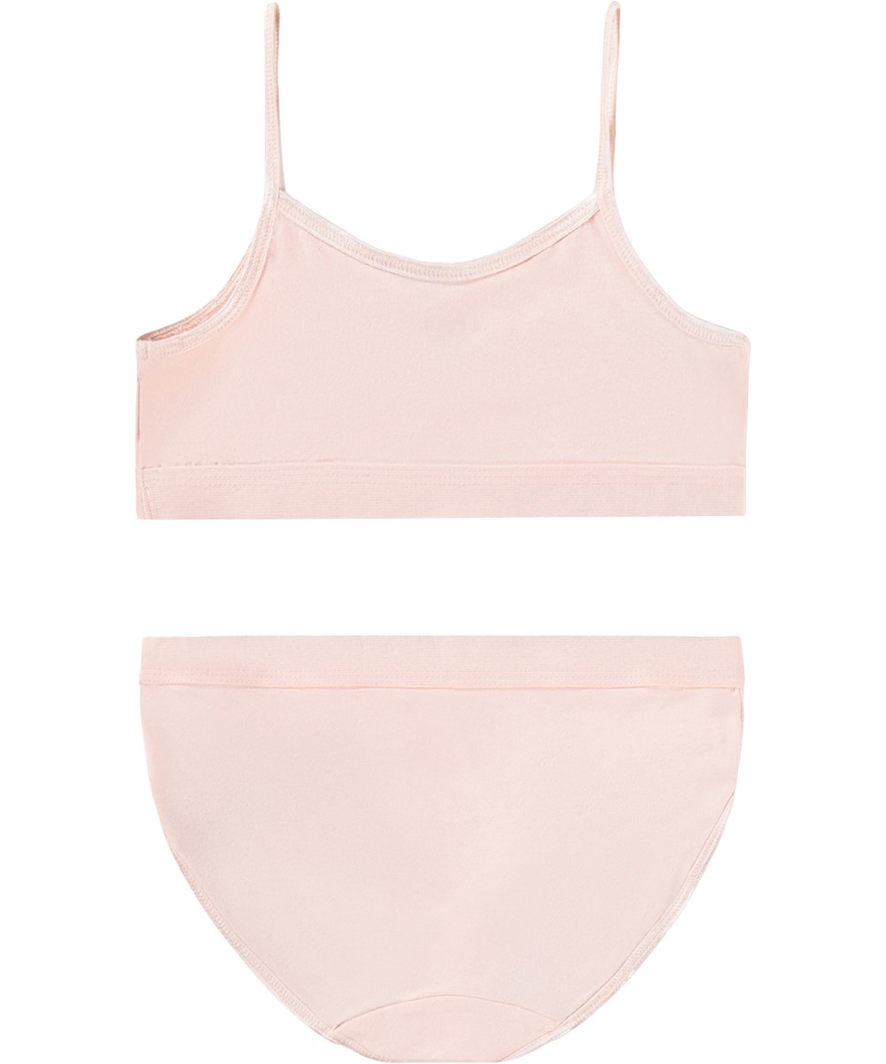 Jinny Set - Cloud Pink - Rosa underklädesset för barn i viskos med smala band