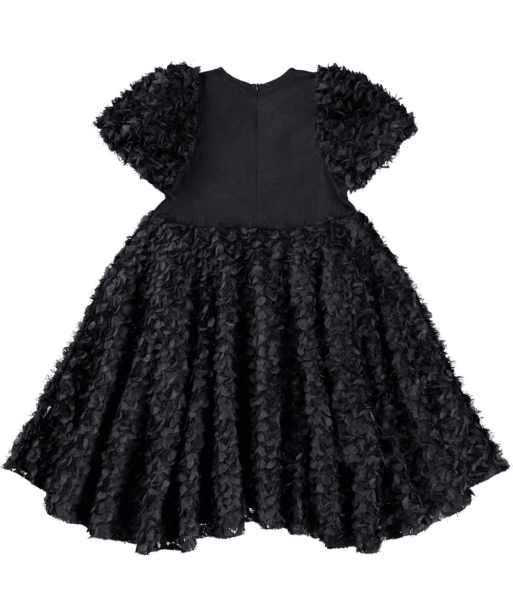 Cadrianna - Black - Short-sleeved black dress for children with lovely details.