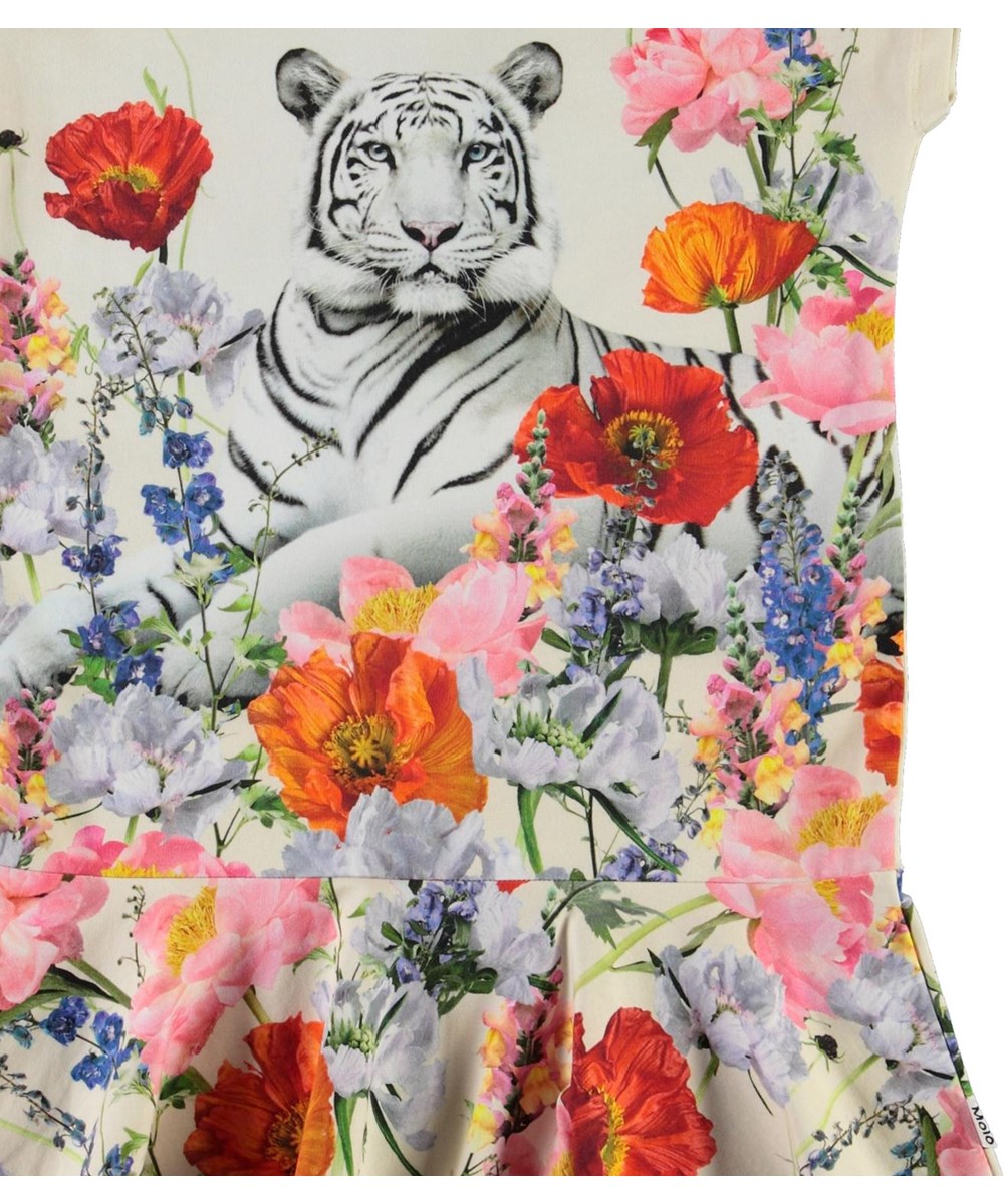 Caeley - Meadow Tiger - Organic dress with tiger and flowers