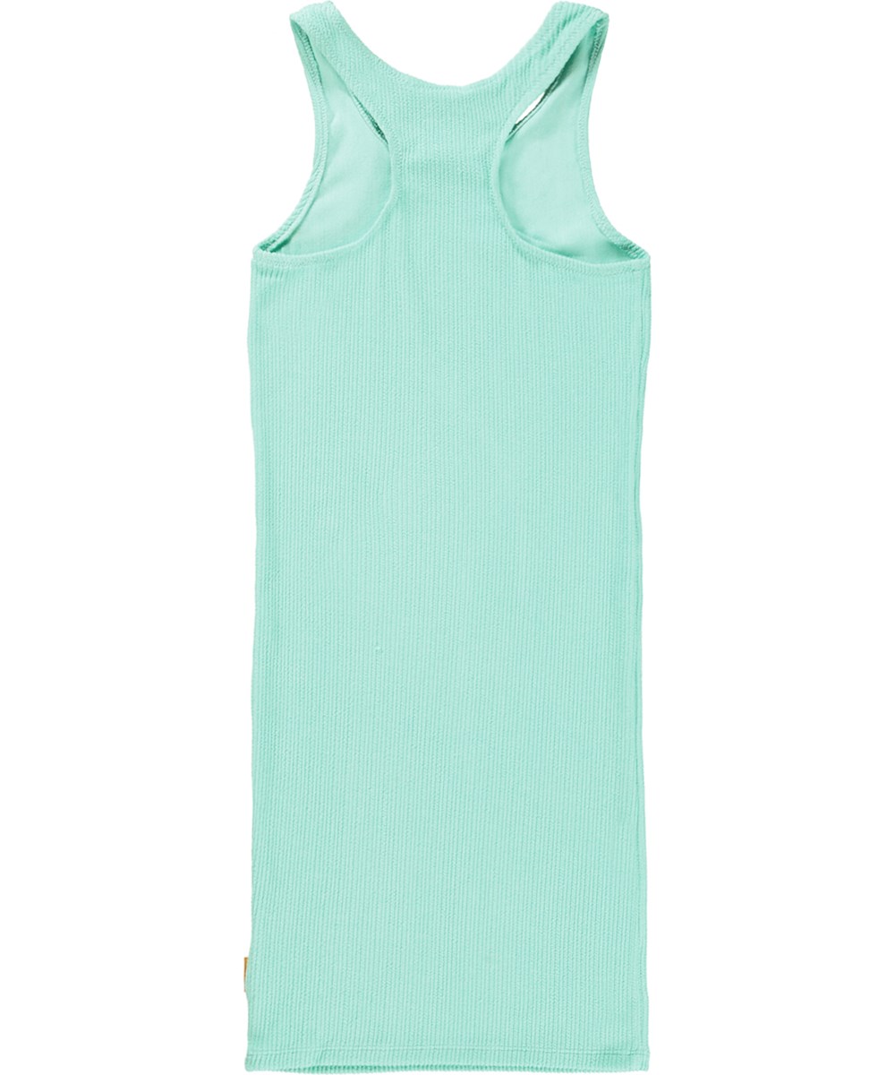 Cailey - Cool Mint - Green tank top dress with a wavy, smocked effect 