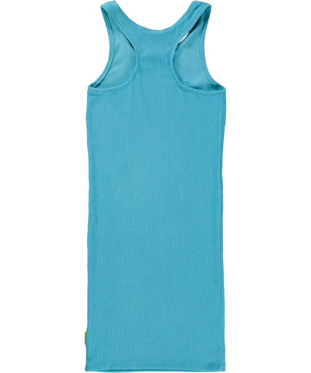 Cailey - Turquoise Sea - Turquoise tank top dress with a wavy, smocked effect
