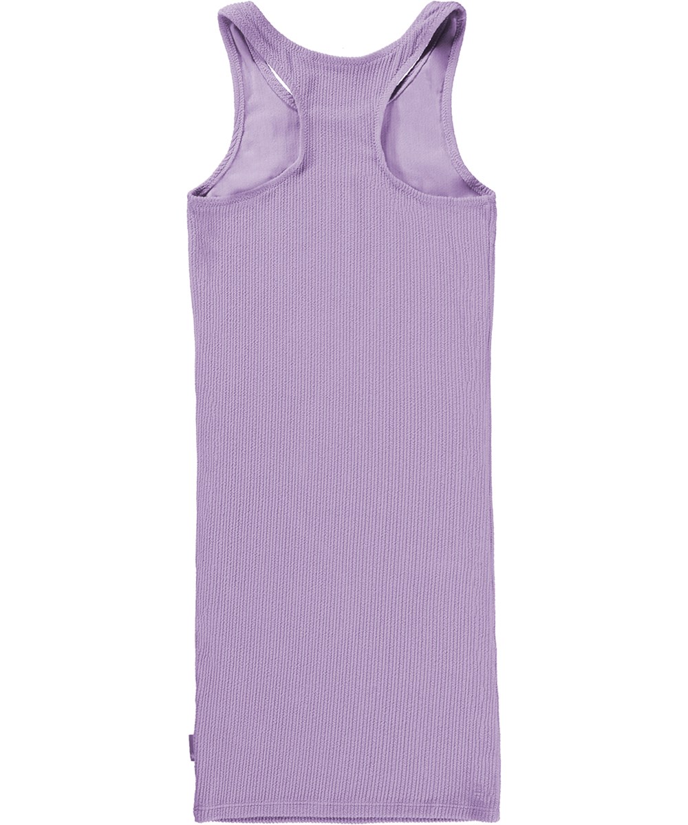 Cailey - Viola - Purple tank top dress with a wavy, smocked effect