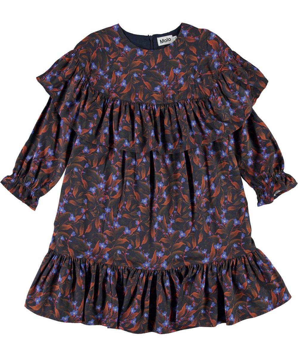 Cailin - Night Bloom - Dress with small flowers and ruffle 