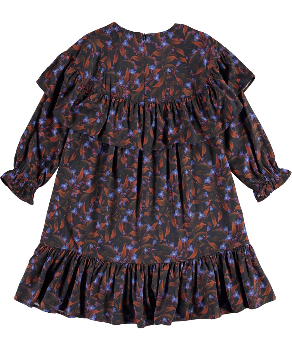 Cailin - Night Bloom - Dress with small flowers and ruffle 