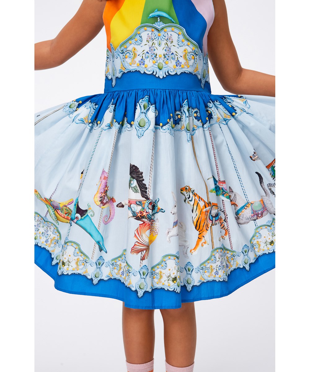 Caisi - Sea Carousel - Sleeveless dress with circular skirt in organic cotton