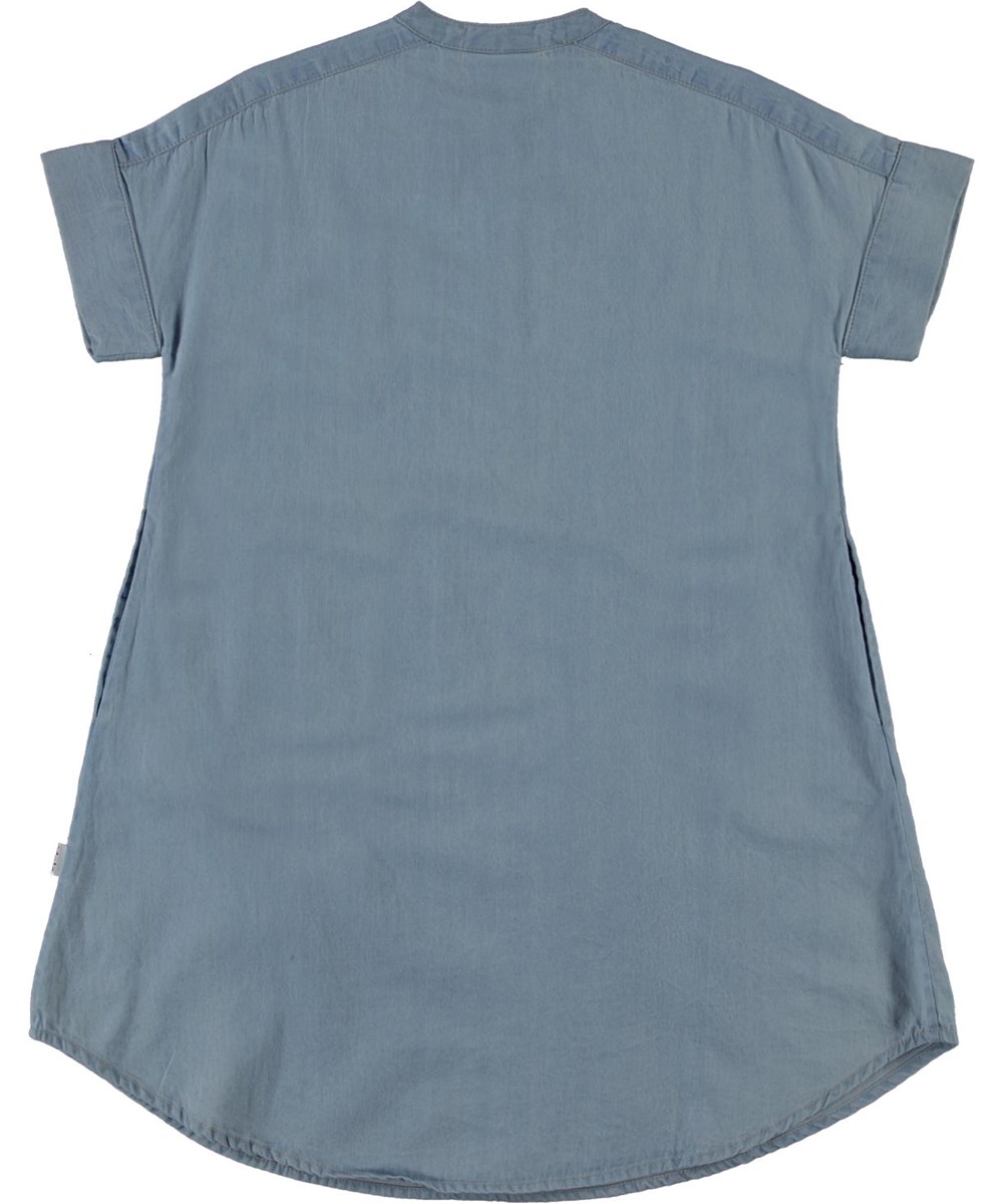 Caitlyn - Summer Wash Indigo - Blue denim pleated shirt dress