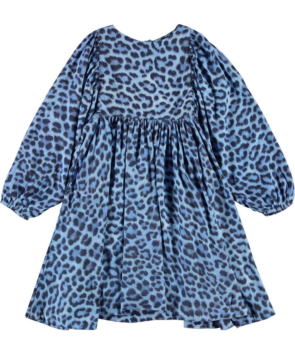 Caly - Blue Jaguar - Blue dress with leopard print