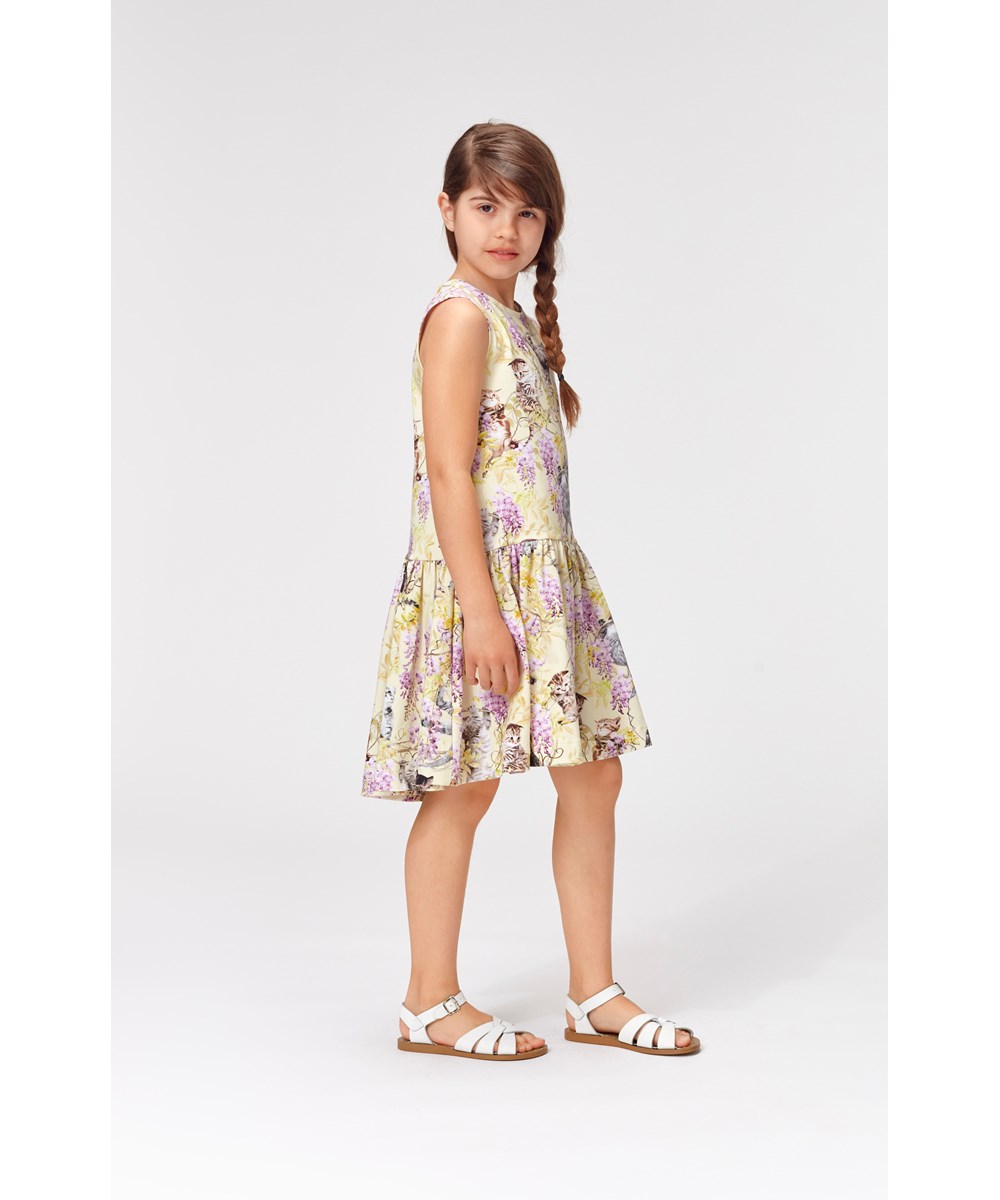 Candece - Clumsy Cuteness - Organic dress with flowers and cats 