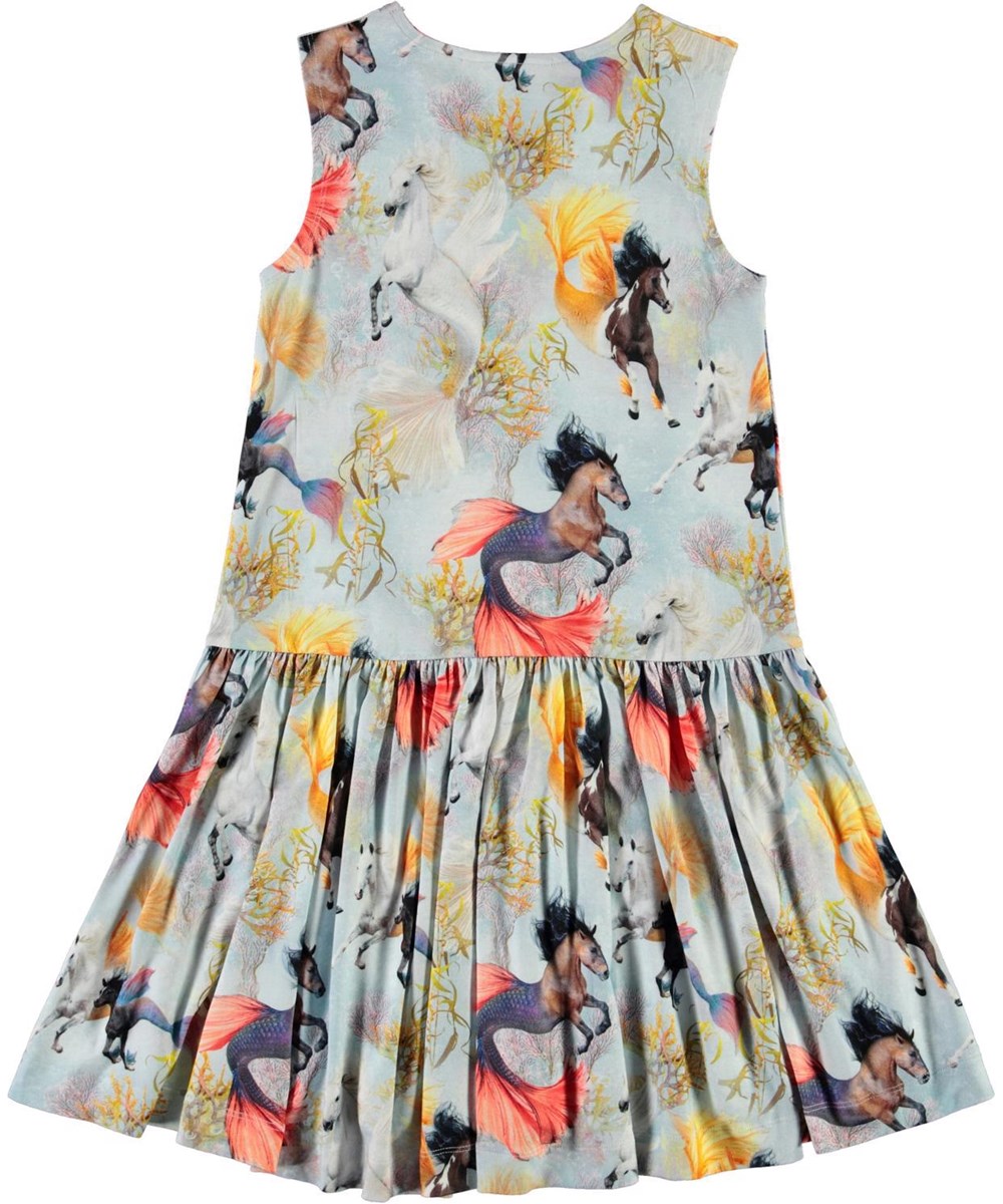 Candece - Horses Of The Sea - Light blue dress with horse print