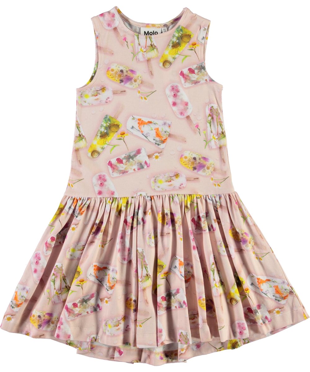 Candece - Ice Lollies - Pink organic dress with ice cream