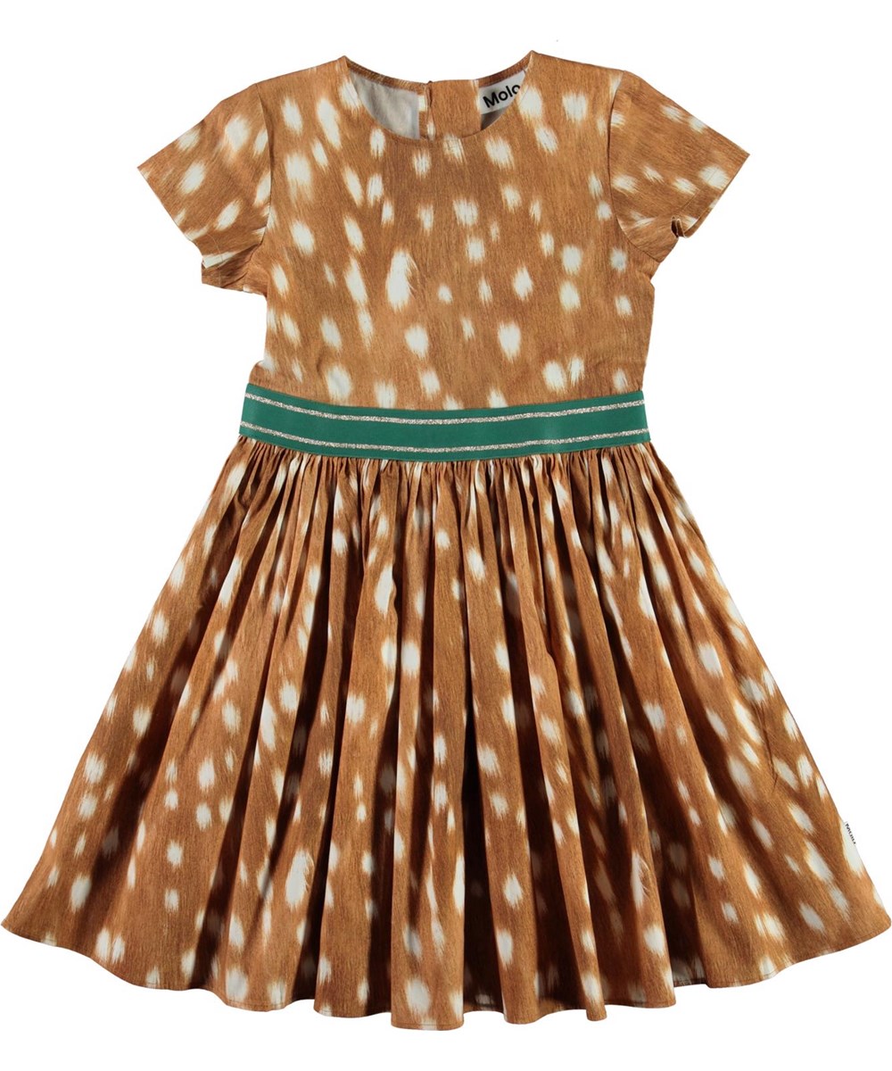 Candy - Fawn AOP - Brown organic dress with spots 