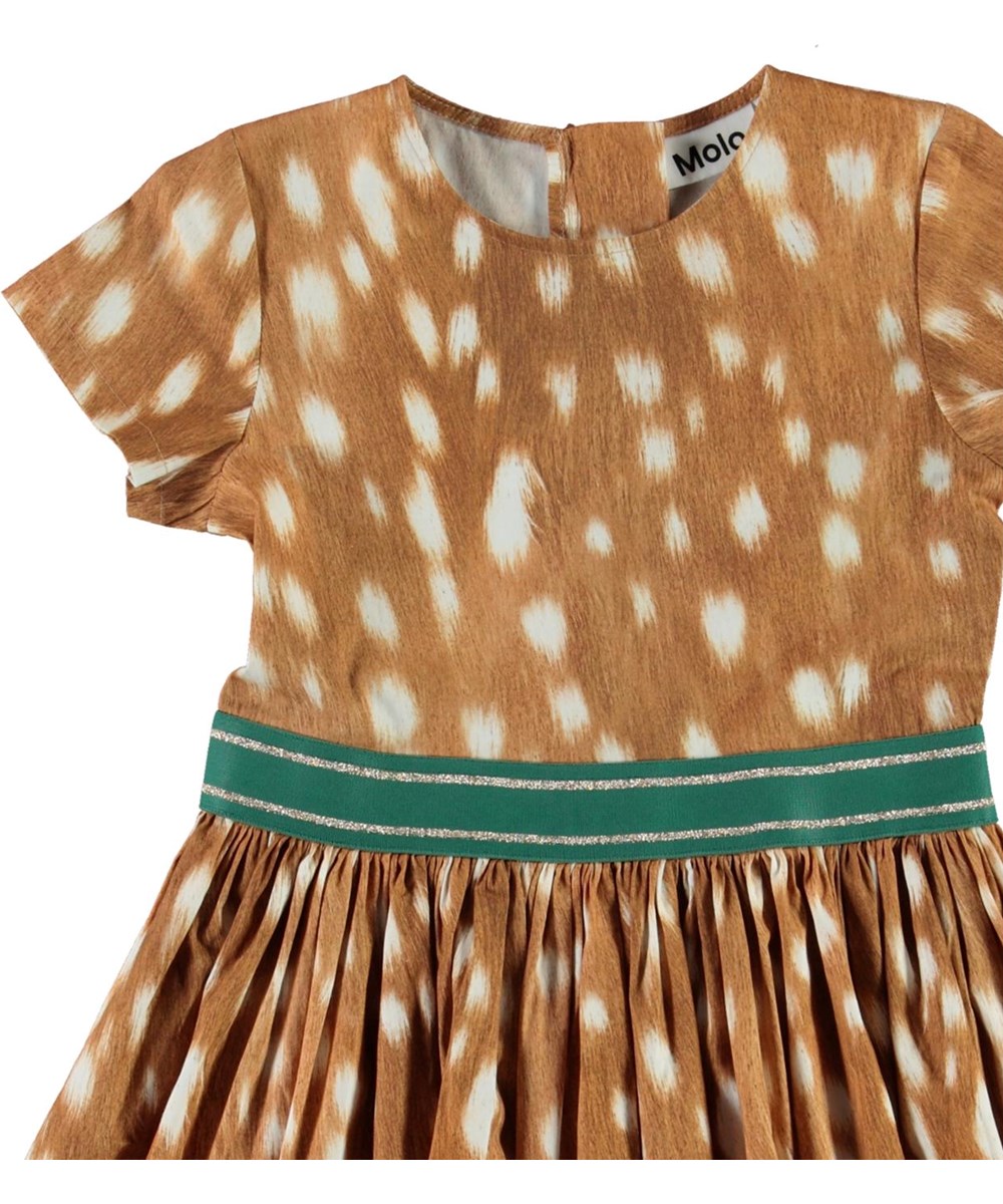 Candy - Fawn AOP - Brown organic dress with spots 