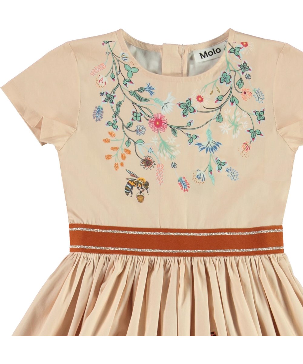 Candy - Hedge Animals - Pink organic dress with rabbit and porcupine