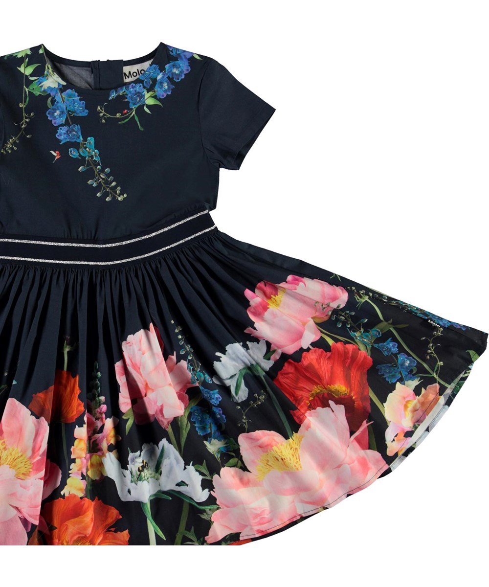 Candy - In Bloom - Dark blue organic dress with flowers 
