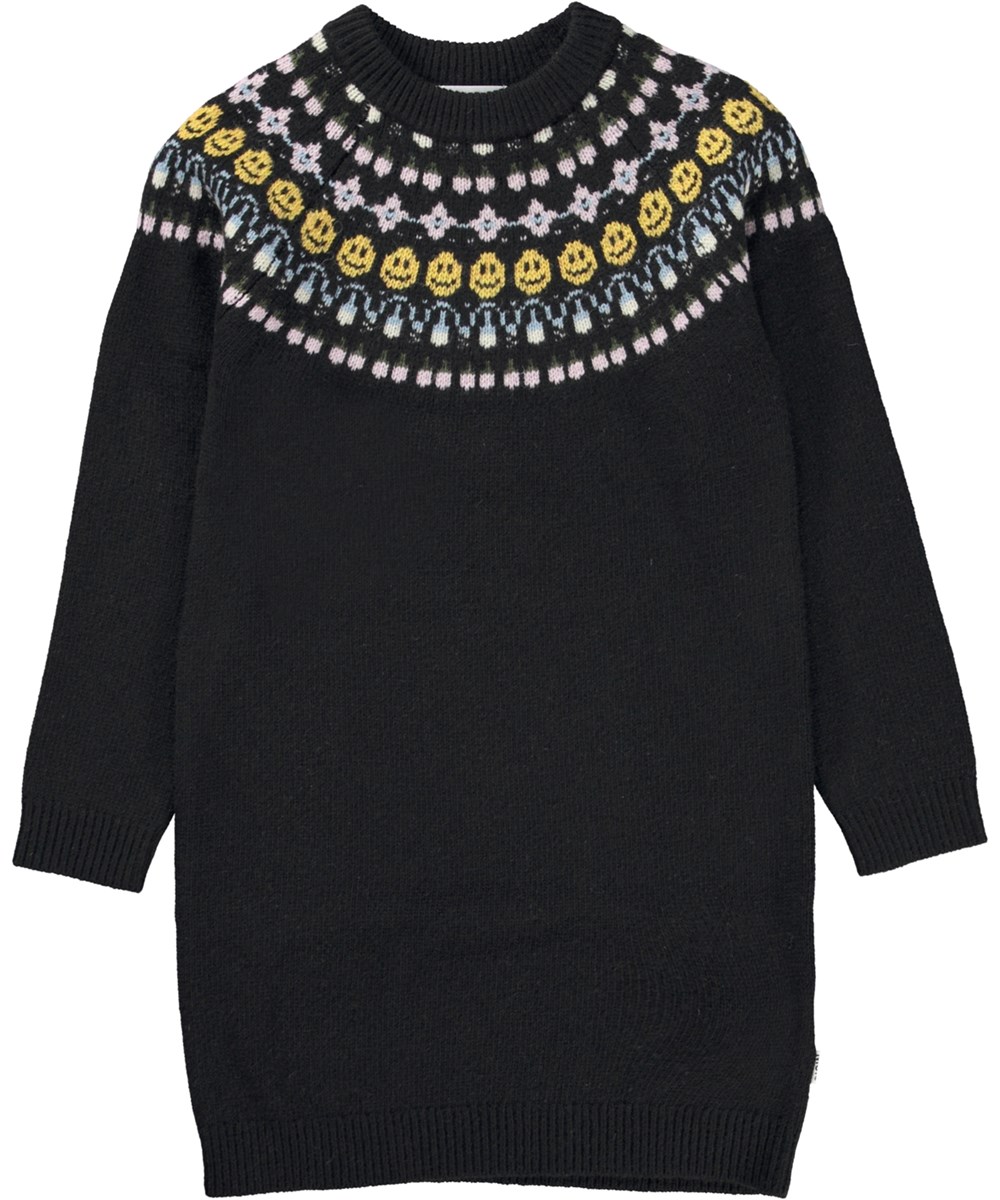 Caris - Nordic Forest - Black knit dress in nordic style 