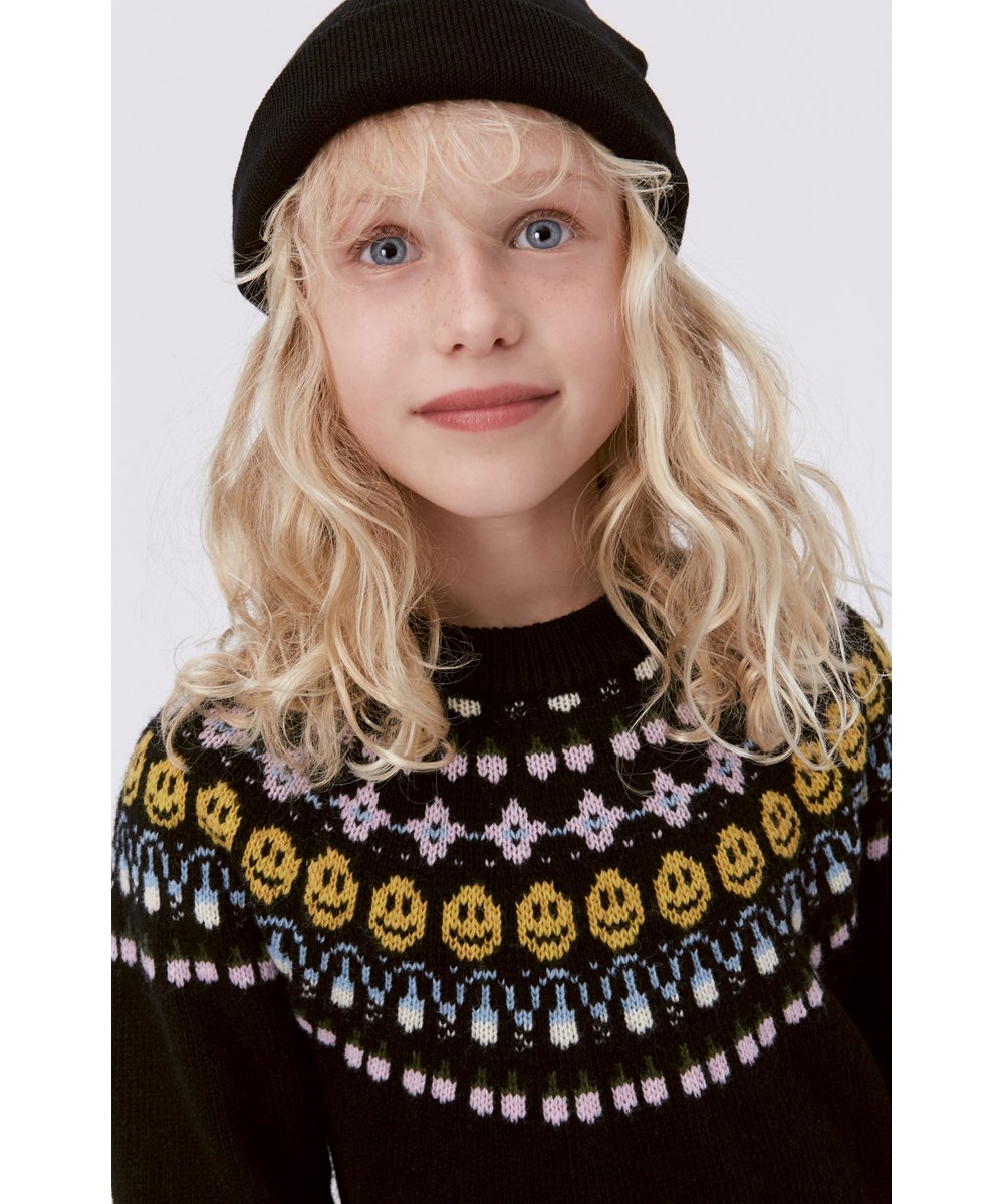 Caris - Nordic Forest - Black knit dress in nordic style 