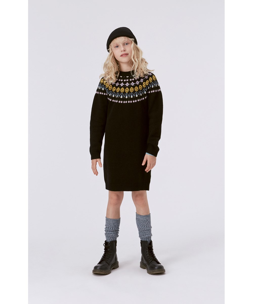 Caris - Nordic Forest - Black knit dress in nordic style 
