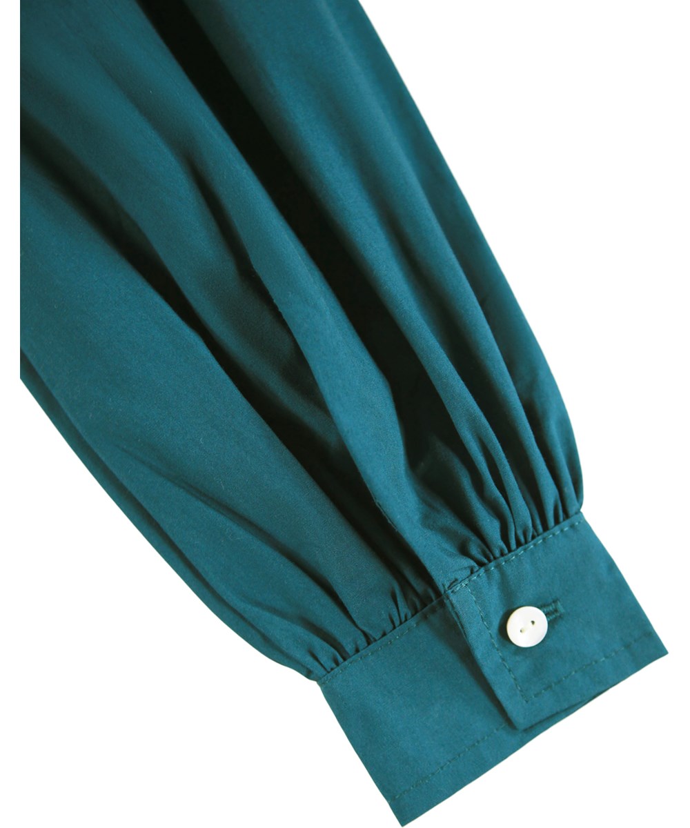 Carisma - Cosmic Green - Knee-length green dress for children made of organic cotton poplin.