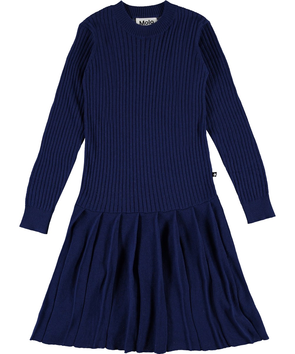 Carlin - Ink Blue - Dark blue knit dress 