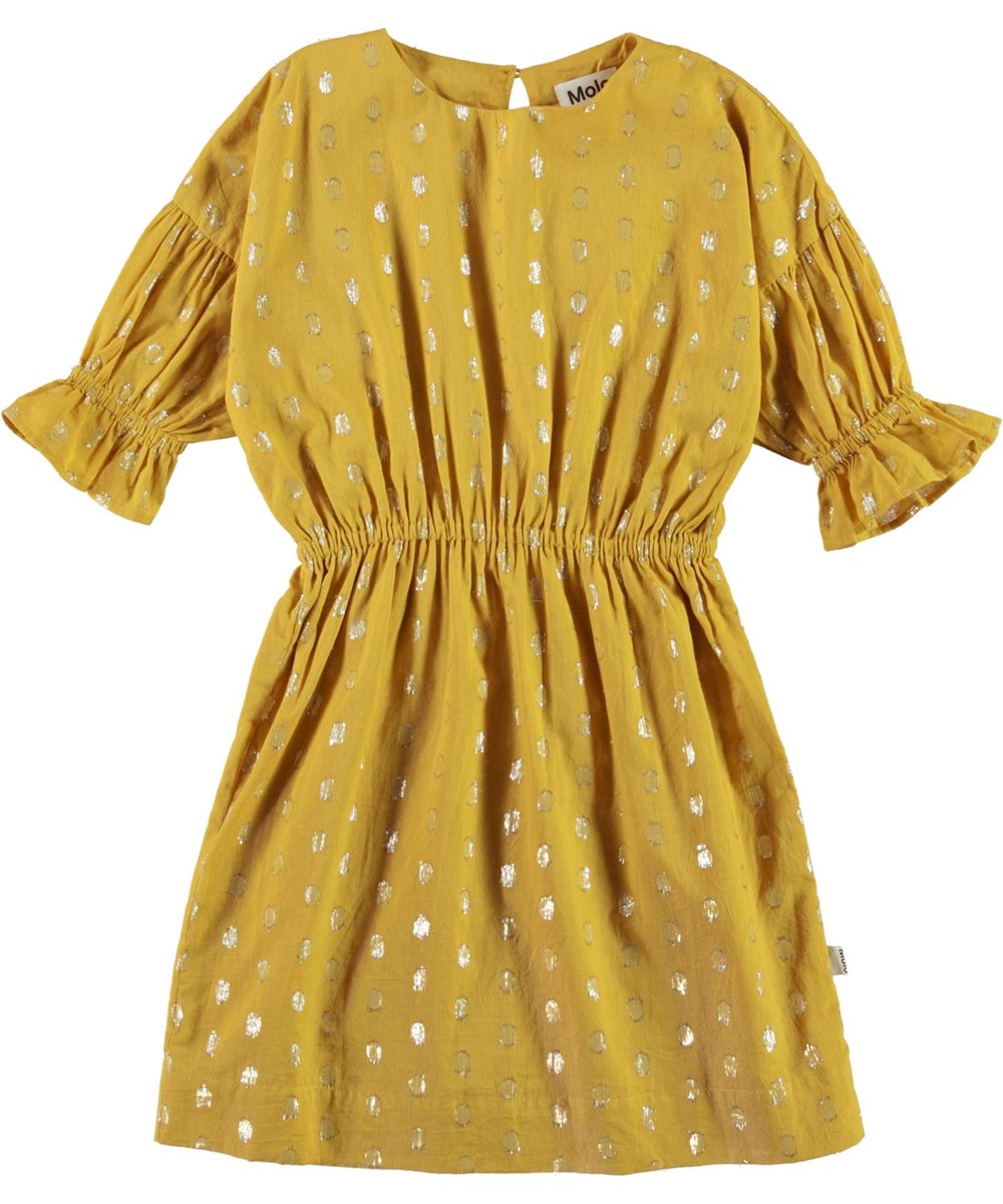 Carlys - Nugget Gold - Yellow dress with gold dots