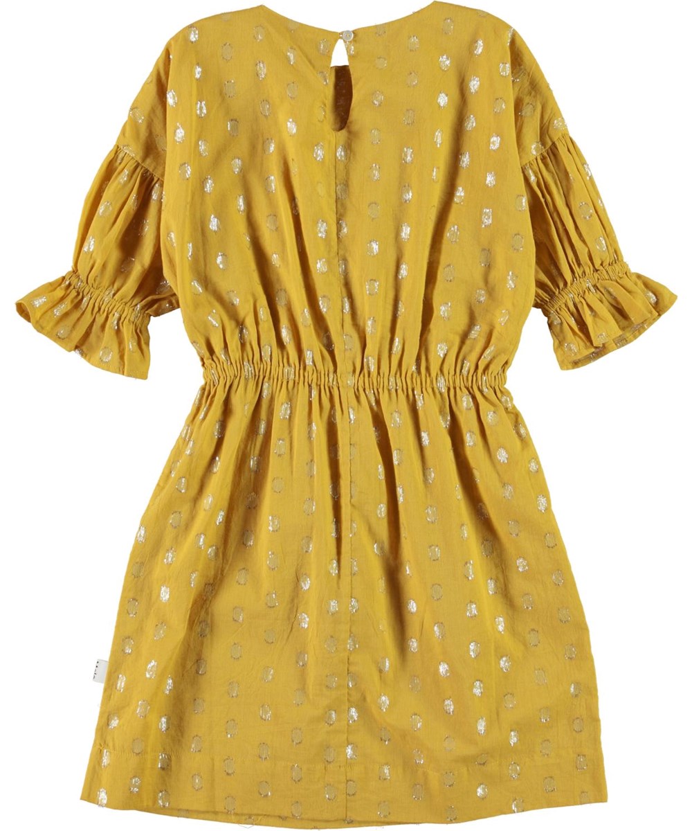 Carlys - Nugget Gold - Yellow dress with gold dots